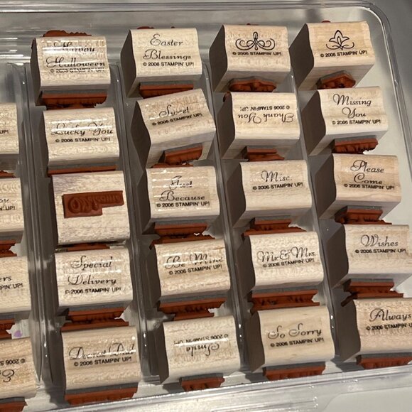 Stampin Up! Fancy Flexible Phrases Rubber Stamps Words Set Of 28 - Picture 4 of 6